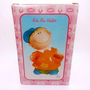 Kids Pen Holder 6" Height Little Boy Multicolor 2 Pen Holder Pockets Vintage
